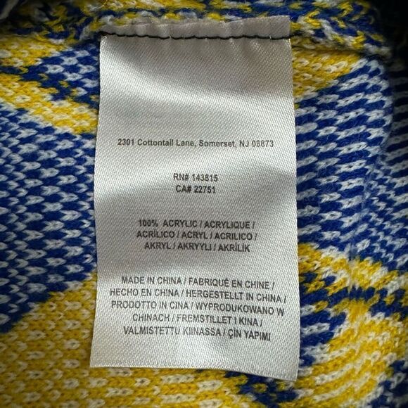 Golden State Warriors L Ugly Christmas Sweater Candy Cane Fair Isle Blue Gold - Picture 3 of 4